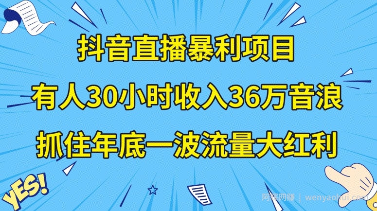 抖音直播暴利项目，有人30小时收入36万音浪，公司宣传片年会视频制作，抓住年底一波流量大红利【揭秘】