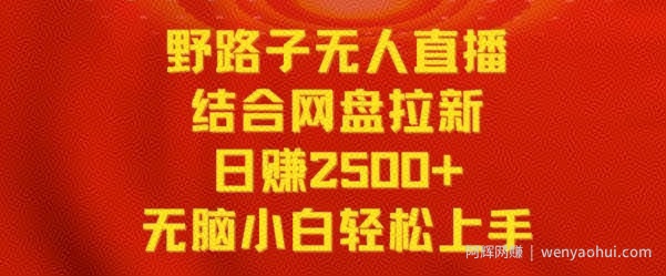 野路子无人直播结合网盘拉新，日赚2500+，小白无脑轻松上手【揭秘】