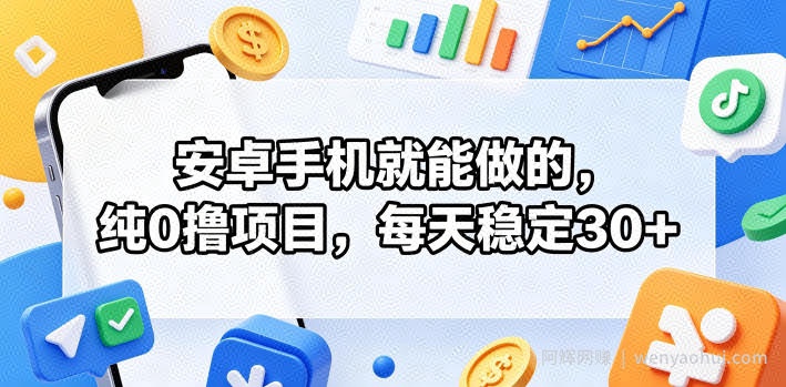 安卓手机就能做的，纯0撸项目，每天稳定30+