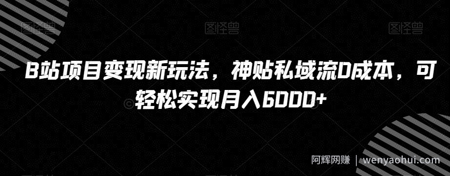 B站项目变现新玩法，神贴私域流0成本，可轻松实现月入6000+【揭秘】