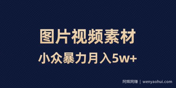 小众暴力，零成本，靠卖图片视频素材月入5W+