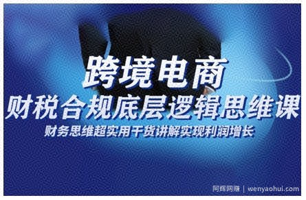 跨境电商财稅合规底层逻辑思维课，财务思维超实用于货讲解实现利润增长