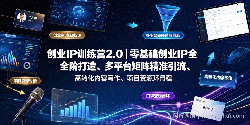 创业IP训练营2.0｜零基础创业IP全阶打造、多平台矩阵精准引流、高转化内容写作、项目资源对接与口碑变现闭环课程