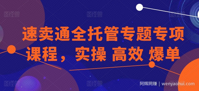 速卖通全托管专题专项课程，实操 高效 爆单