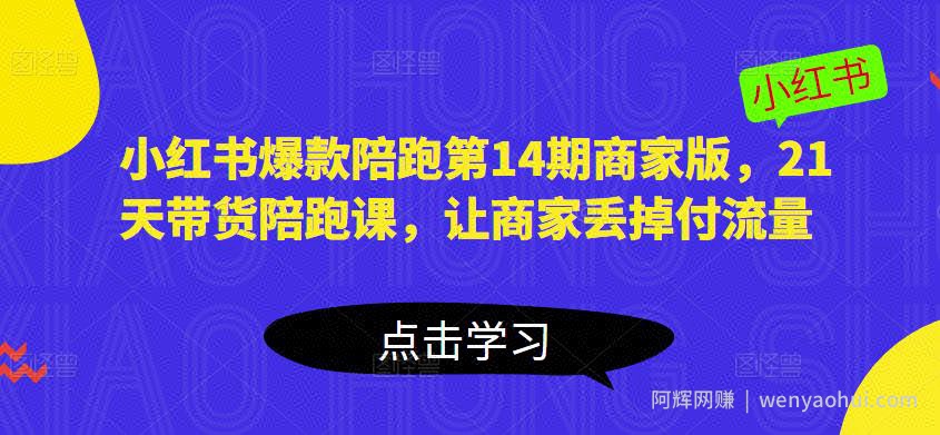 小红书爆款陪跑第14期商家版，21天带货陪跑课，让商家丢掉付流量
