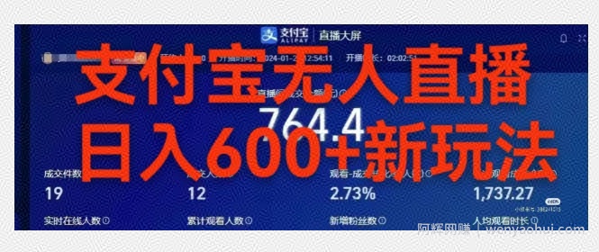 靠支付宝无人直播，日入600+