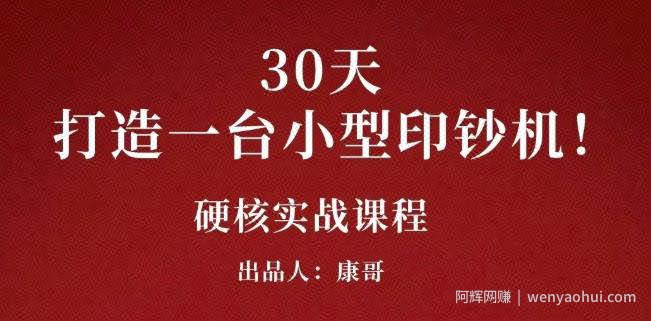 康哥30天打造一台小型印钞机：躺赚30万的项目完整复盘（视频教程）