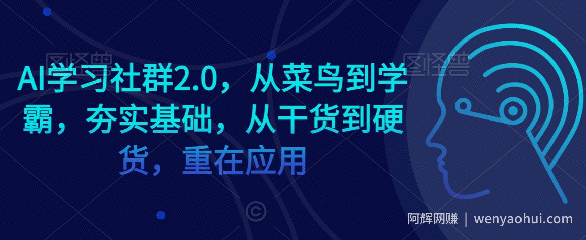 AI学习社群2.0，从菜鸟到学霸，夯实基础，从干货到硬货，重在应用