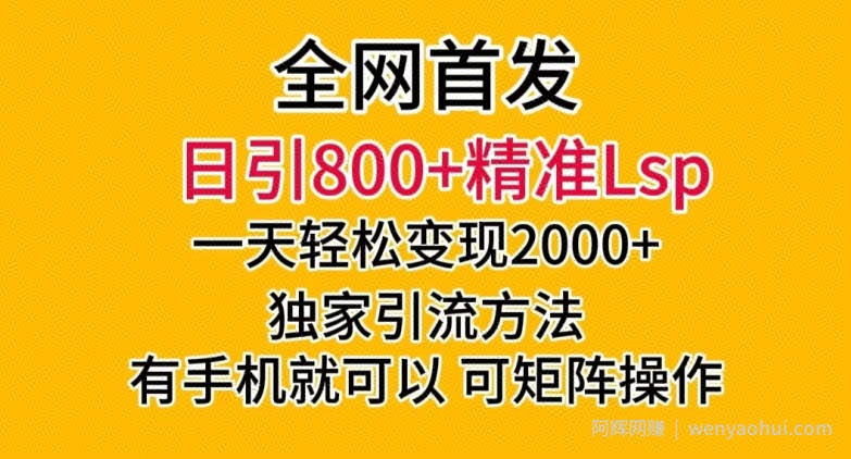 全网首发！日引800+精准老色批，一天变现2000+，独家引流方法，可矩阵操作【揭秘】