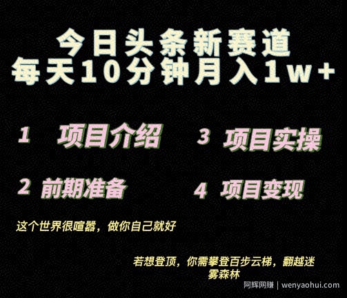 2024最新今日头条小赛道，0投入易上手