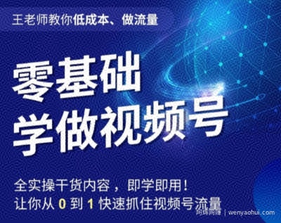王老师教你低成本、做流量,零基础学做视频号,0-1快速抓住视频号流量