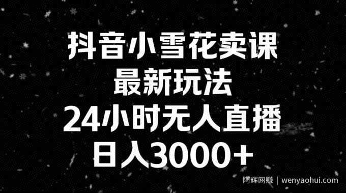 抖音小雪花卖课，24小时无人直播，日入3000+，小白也能轻松操作