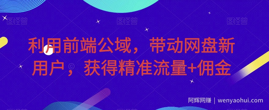 利用前端公域，带动网盘新用户，获得精准流量+佣金（揭秘）
