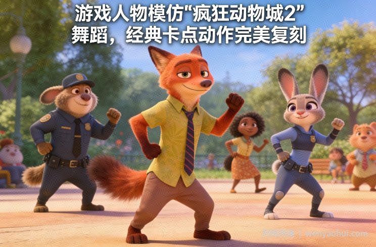 游戏人物模仿“疯狂动物城2”舞蹈，经典卡点动作完美复刻
