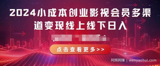 2024小成本创业影视会员多渠道变现线上线下，每天都有收益