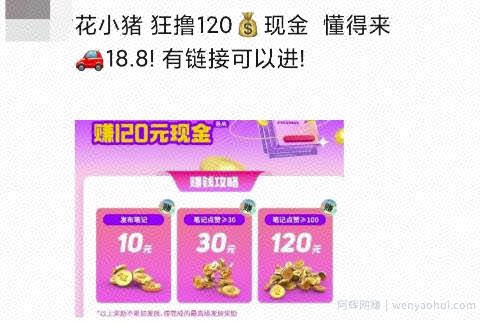 ：花小猪白撸120元，多号多撸，入口有人收费18.8，《免费分享》