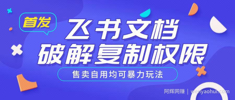 首发飞书文档破解复制权限，售卖自用均可暴力玩法