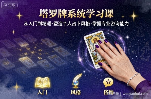 塔罗牌系统学习课，助你从入门到精通，塑造个人占卜风格，掌握专业咨询能力