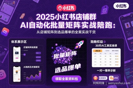 2025小红书店铺群AI自动化批量矩阵实战陪跑，从店铺矩阵到选品爆单的全案实战干货