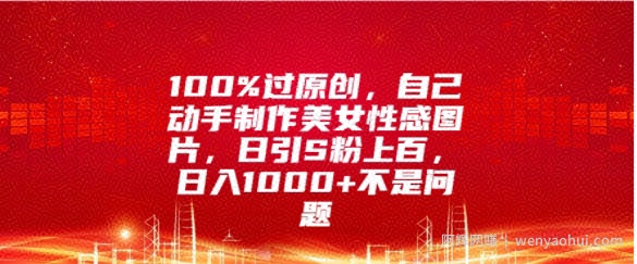 100%过原创，自己动手制作美女图片，日引S粉上百，日入几张不是问题