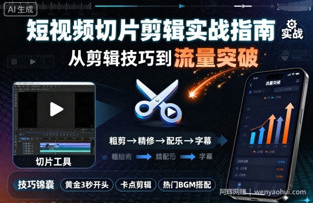 短视频切片剪辑实战指南，从剪辑技巧到流量突破
