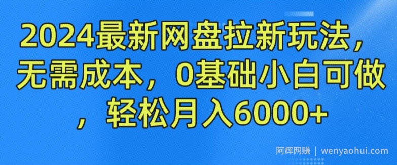 2024最新网盘拉新玩法，无需成本，0基础小白可做，轻松月入6000+【揭秘】