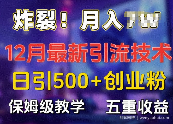 炸裂!揭秘12月最新日引流500+精准创业粉，多重收益保姆级教学