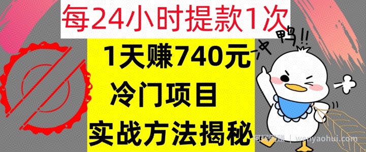 1天赚740元，24小时提款1次，冷门项目，实战方法公开【干货】