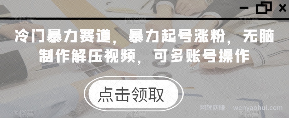 冷门暴力赛道，暴力起号涨粉，无脑制作解压视频，可多账号操作