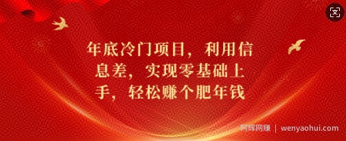 年底冷门项目，利用信息差，实现零基础上手，轻松赚个肥年钱【揭秘】