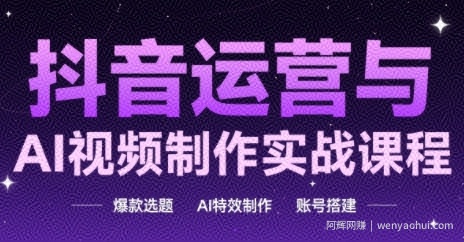 抖音运营与AI视频制作实战课程，爆款选题-AI特效制作-账号搭建