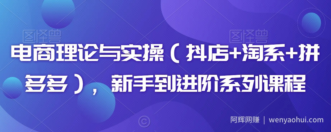 电商理论与实操（抖店+淘系+拼多多），新手到进阶系列课程