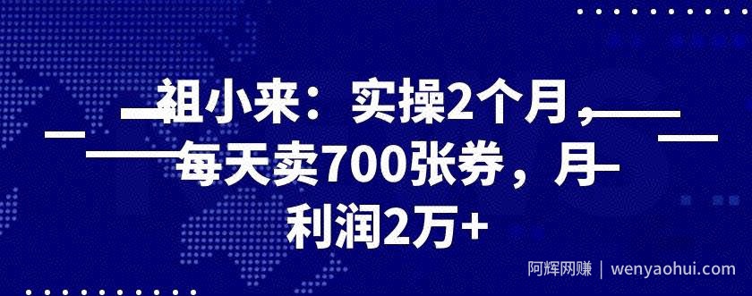 最新賺米项目：实操2个月，每天卖700张券，月利润2万+