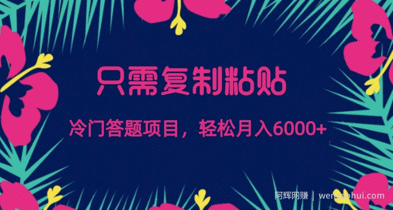 只需复制粘贴，冷门答题项目，轻松月入6000