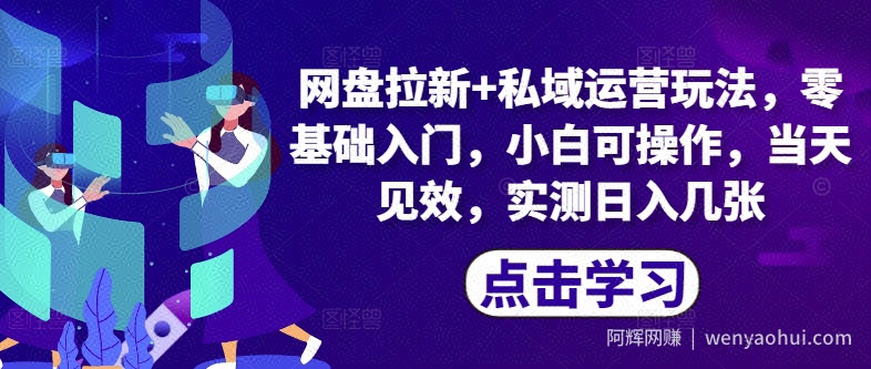 网盘拉新+私域运营玩法，零基础入门，小白可操作，当天见效