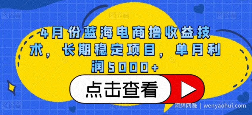 4月份蓝海电商撸收益技术，长期稳定项目，单月利润5000+【揭秘】
