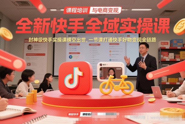 全新快手全域实操课，封神级快手实操课横空出世，一节课打通快手好物变现全链路