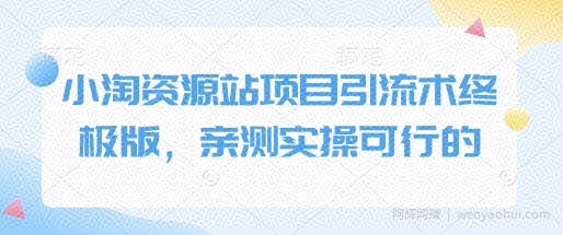 小淘资源站项目引流术终极版，亲测实操可行的