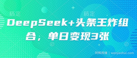 DeepSeek+头条王炸组合，单日变现3张
