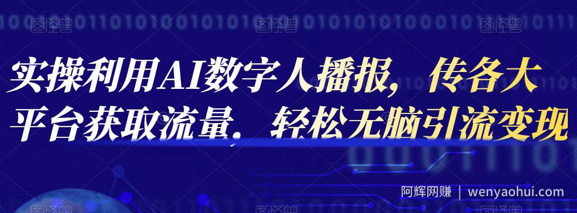 实操利用AI数字人播报，传各大平台获取流量，轻松无脑引流变现【视频课程】