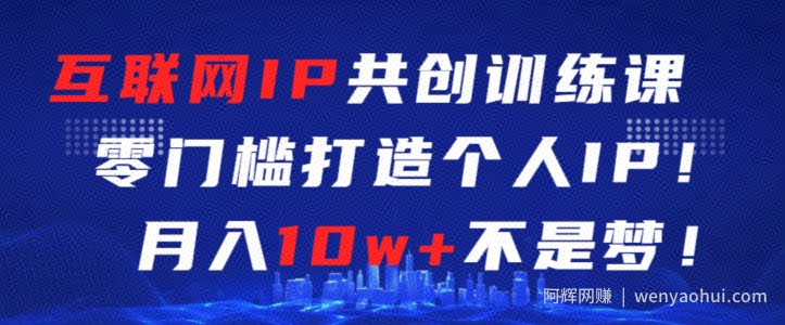 互联网IP共创训练课，零门槛零基础打造个人IP，月入10w+不是梦【揭秘】