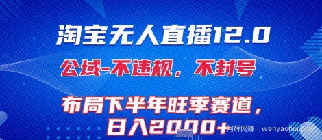 淘宝无人直播12.0，不封号，不违规，布局下半年旺季赛道，日入1k+(独家技术)【揭秘】