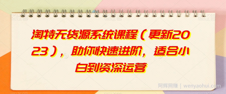淘特无货源系统课程（更新2023），助你快速进阶，适合小白到资深运营