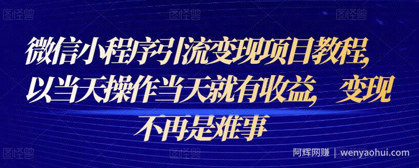 微信小程序引流变现项目教程，以当天操作当天就有收益，变现不再是难事