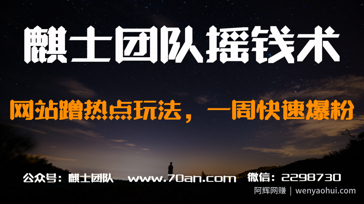 麒士团队摇钱术15：网站蹭热点玩法，一周快速爆粉【视频课程】