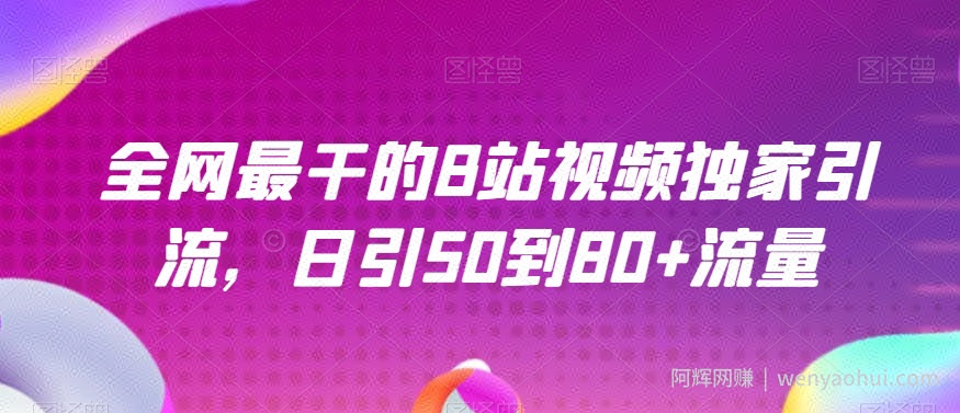 全网最干的B站视频独家引流，日引50到80+流量【揭秘】