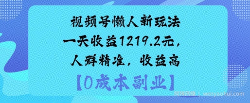 视频号懒人新玩法，手把手实操，一天收益1k，人群精准，收益高
