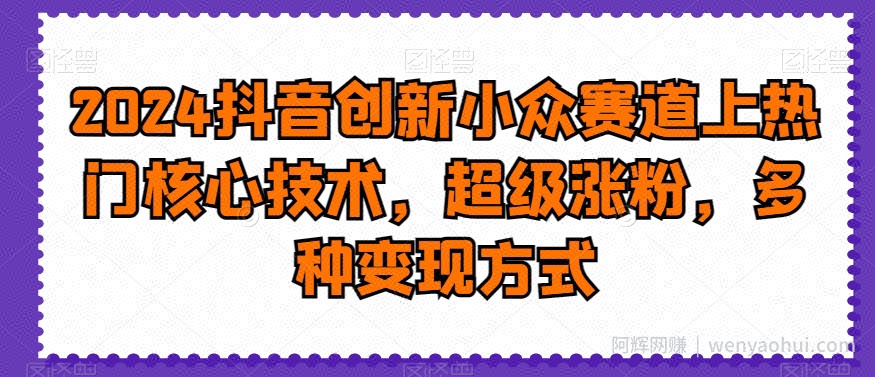 2024抖音创新小众赛道上热门核心技术，超级涨粉，多种变现方式【揭秘】