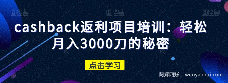 cashback返利项目培训：轻松月入3000刀的秘密