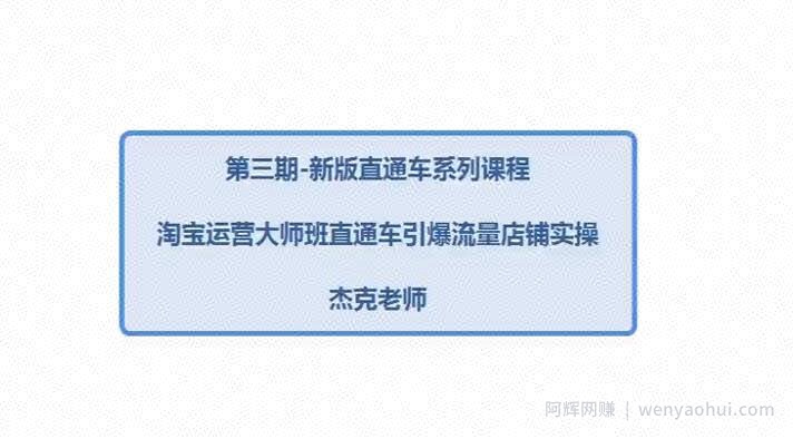 搜外网【淘宝直通车】新版淘宝直通车打爆款零基础教程 299元